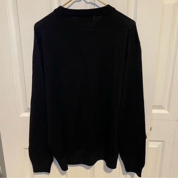 Huntington v neck black sweater made in Italy 100% Merino Wool Large size: 52 - Picture 5 of 11